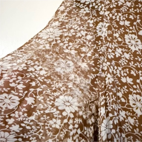 Sezane Olivia Long Sleeve Mini Dress in Flora Moka Brown Size 42 US 10 - Picture 11 of 13